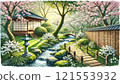 有一座小橋的花園 121553932
