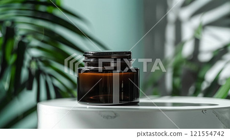 Cosmetic cream in a glass jar. Skin care concept. Background for beauty products 121554742