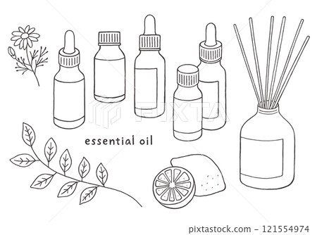Aroma oil hand-drawn illustration set (monochrome) 121554974