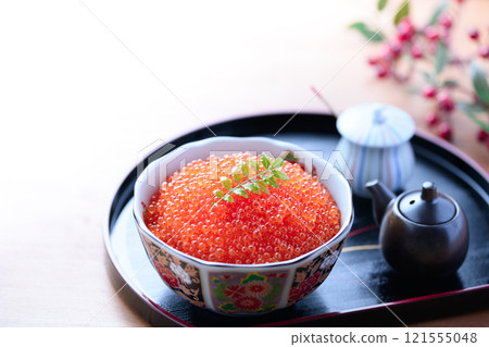 Salmon roe served on a plate Salmon roe served on a plate 121555048