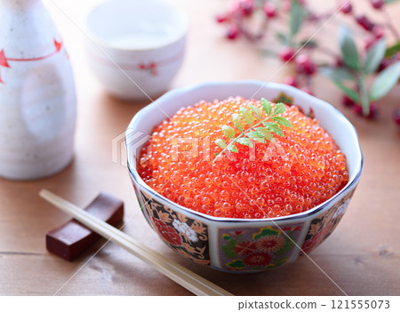 Salmon roe served on a plate Salmon roe served on a plate 121555073