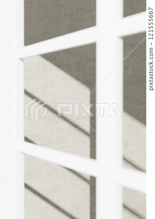 Warm beige tones. Harmony of natural shadows from sunlight streaming through the window. 3D rendering. 121555667