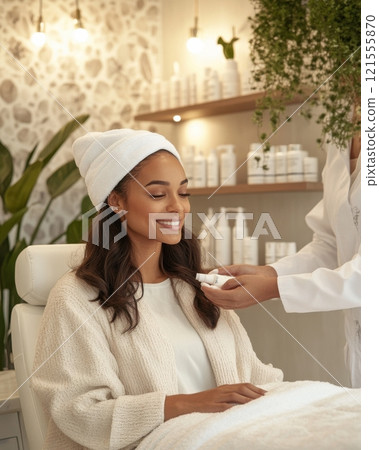 Relaxing spa treatment for skincare urban spa photography serene environment close-up view wellness concept Relaxing spa treatment for skincare urban spa photography serene environment close-up view wellness concept 121555870