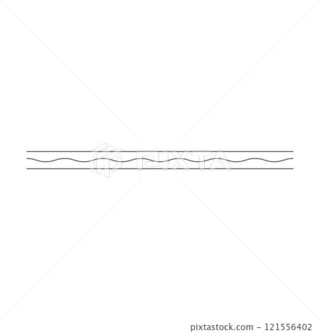 Border frame wavy line divider, geometric shape element, horizontal zigzag seamless pattern stroke outline illustration 121556402