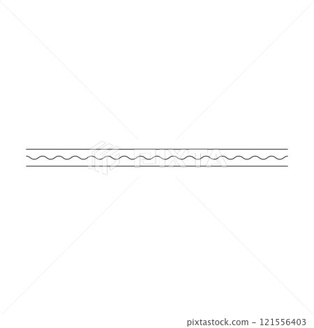 Border frame wavy line divider, geometric shape element, horizontal zigzag seamless pattern stroke outline illustration 121556403