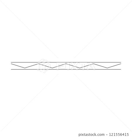 Border frame wavy line divider, geometric shape element, horizontal zigzag seamless pattern stroke outline illustration 121556415