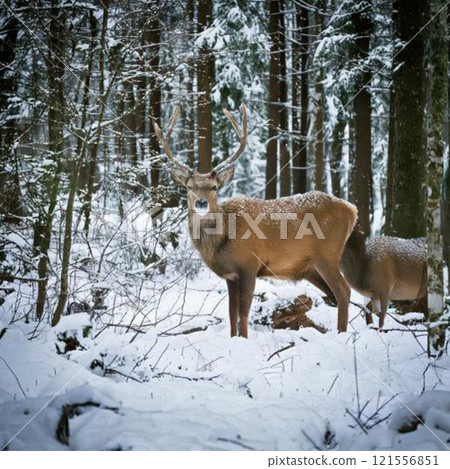 Animal encounters in a snowy forest 2 Animal encounters in a snowy forest 2 121556851