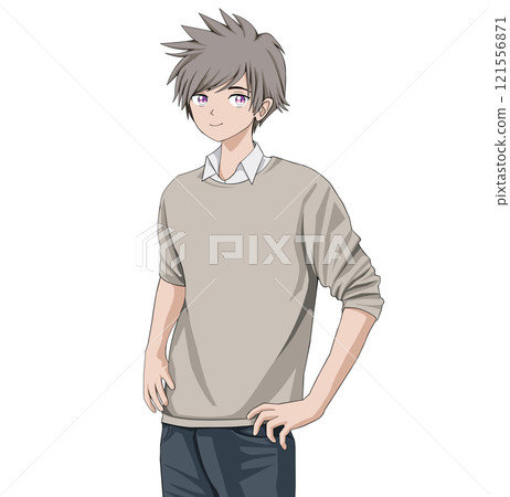 A man in a shirt with his hands on his hips 121556871
