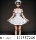 Asian girl in a short white dress 121557280