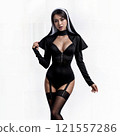Sexy nun girl in revealing outfit 121557286