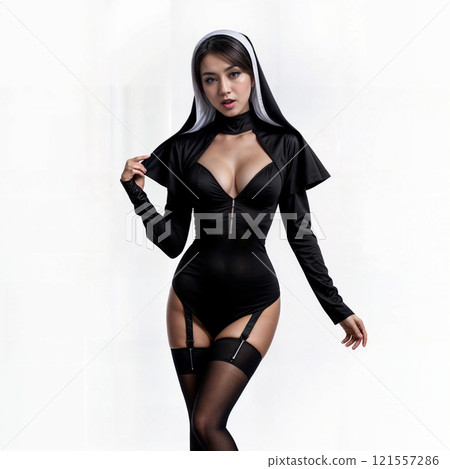 Sexy nun girl in revealing outfit Sexy nun girl in revealing outfit 121557286