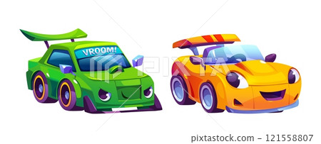 Race car cartoon characters for kids 121558807