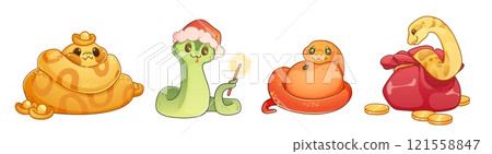 Cute snakes set isolated on white background 121558847