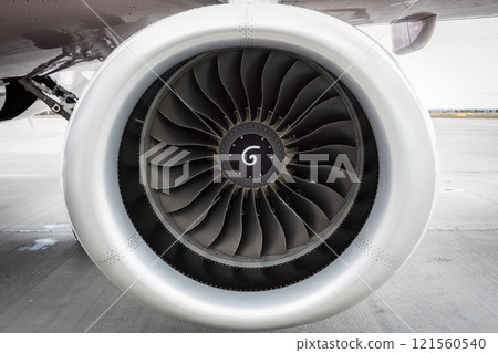 Close-up of the engine of the airplane Close-up of the engine of the airplane 121560540