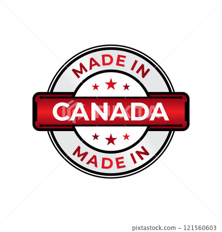 Made in Canada label icon emblem isolated on white background 121560603