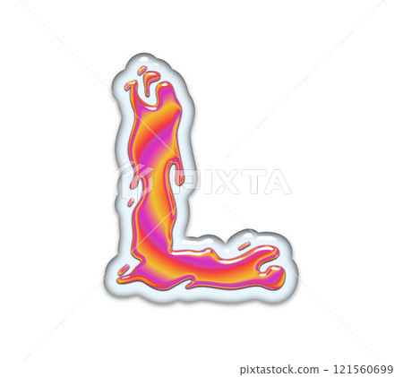 3D rendered illustration. Gasoline in the water. Petrol effect font. Art lettering. 121560699