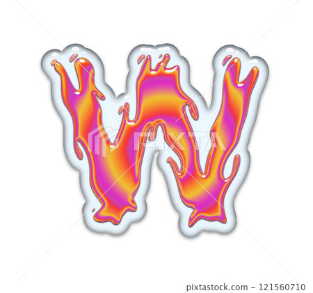 3D rendered illustration. Gasoline in the water. Petrol effect font. Art lettering. 121560710