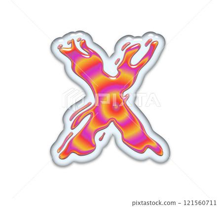 3D rendered illustration. Gasoline in the water. Petrol effect font. Art lettering. 121560711