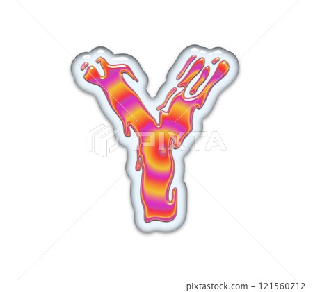 3D rendered illustration. Gasoline in the water. Petrol effect font. Art lettering. 121560712
