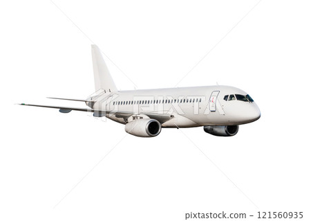 Passenger aircraft fly isolated on white background Passenger aircraft fly isolated on white background 121560935