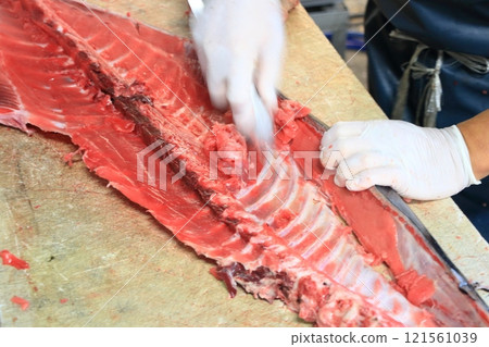 Bluefin tuna belly, the belly cut is removed 121561039