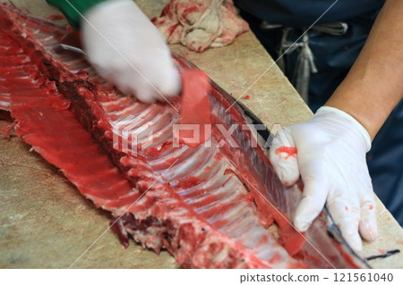 Bluefin tuna belly, the belly cut is removed 121561040