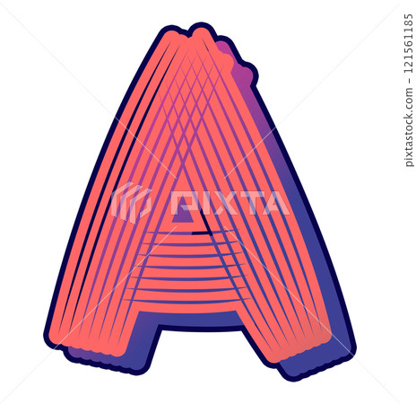 Kiddy style letter. Pink decorative font. Custom art lettering. 121561185