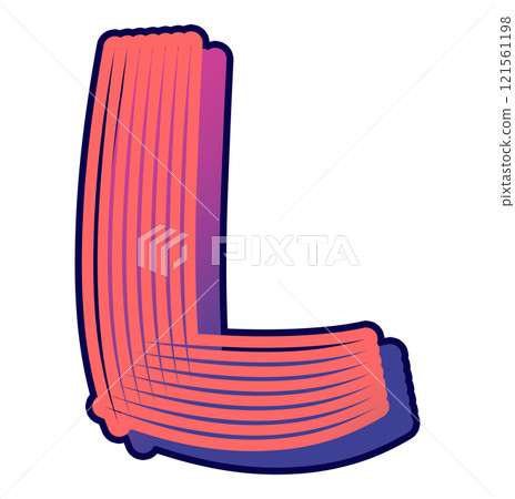 Kiddy style letter. Pink decorative font. Custom art lettering. 121561198