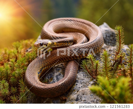 A snake lying on the grass A snake lying on the grass 121561283