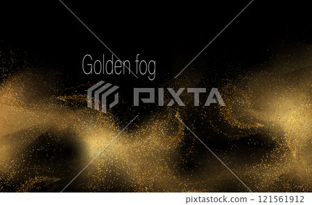 Isolated gorgeous mosaic, gold fog on black design Isolated gorgeous mosaic, gold fog on black design 121561912