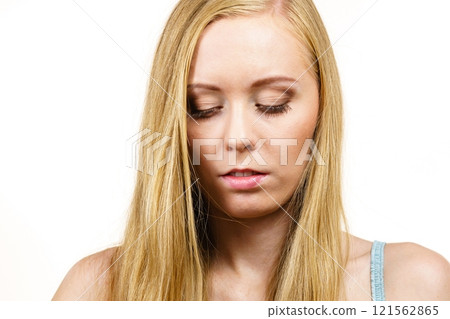 Portrait girl long blonde hair Portrait girl long blonde hair 121562865