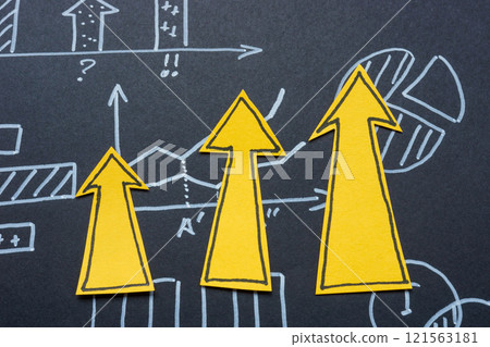 Growing chart and financial diagrams. Economic growth and financial analysis. Growing chart and financial diagrams. Economic growth and financial analysis. 121563181