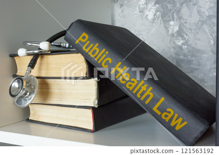 Book about public health law and a stethoscope. 121563192