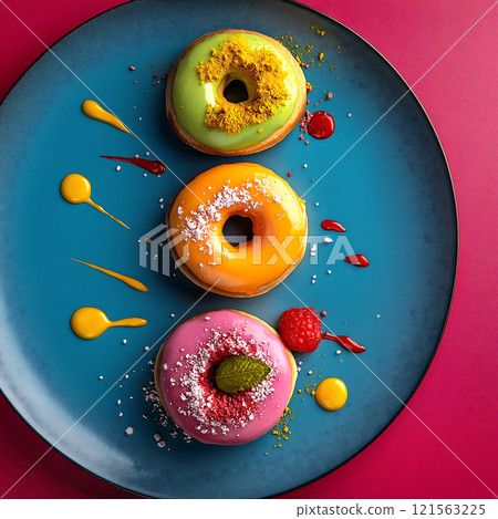 Colorful Donuts on a Plate Colorful Donuts on a Plate 121563225