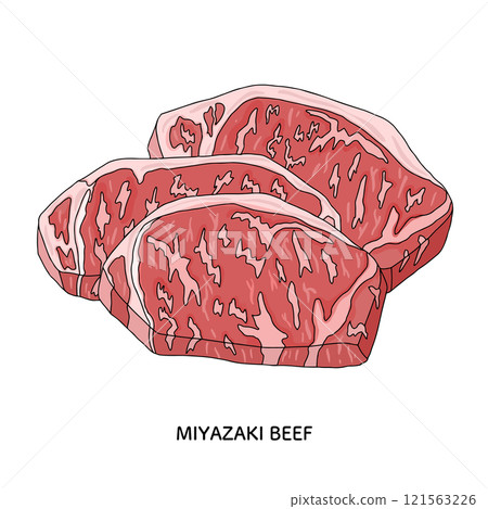 宮崎牛肉線描插圖 宮崎牛肉線描插圖 121563226