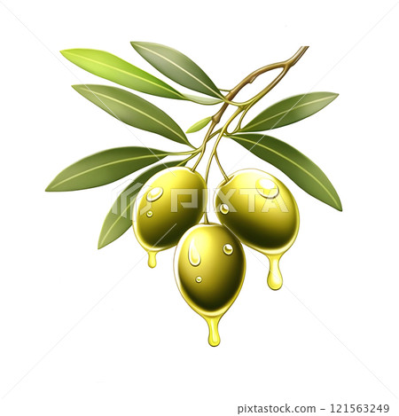 Olive Branch with Dripping Oil 121563249