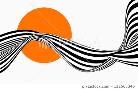 Abstract optical art background, geometric wave design, black and white lines. Abstract optical art background, geometric wave design, black and white lines. 121563340