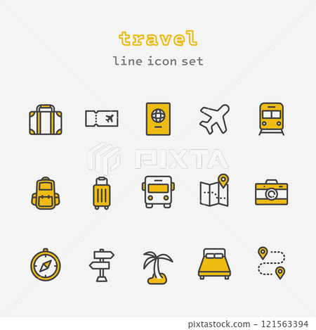 travel line icon set illustration 121563394
