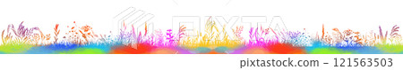 colored grass silhouettes horizontal long background. hand drawing. Not AI Vector illustration colored grass silhouettes horizontal long background. hand drawing. Not AI Vector illustration 121563503