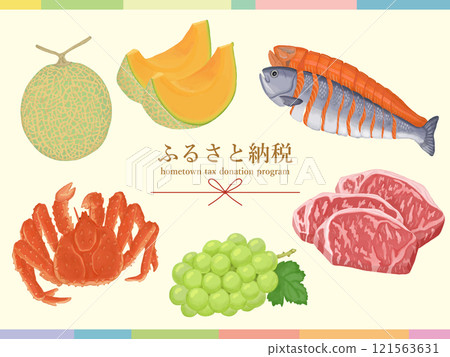 Hometown tax return gift set: Melon, salmon, beef, crab, and grapes 121563631