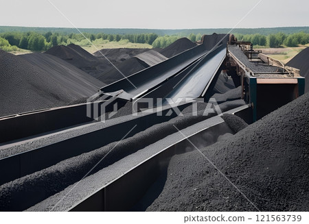 Conveyor belt for transporting coal within the mine.AI Generated 121563739