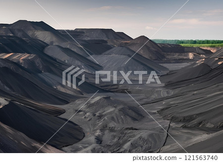Coal mountain in the mine for extraction purposes.AI Generated 121563740