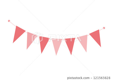 Triangular Pennant garland on rope in trendy monochrome soft pink Decorative design element concept Triangular Pennant garland on rope in trendy monochrome soft pink Decorative design element concept 121563828