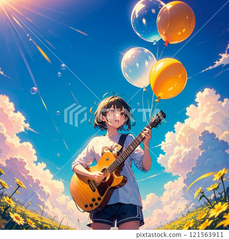 有氣球的一個女孩 121563911