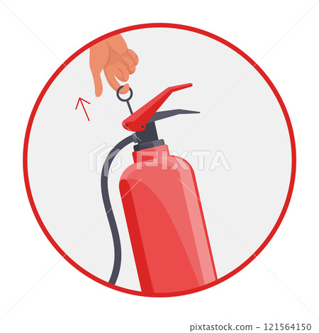 Fire extinguisher instruction. Fire prevention and extinguishing tips. Safety Information, poster or banner for website. Cartoon flat vector illustrations isolated on blue background Fire extinguisher instruction. Fire prevention and extinguishing tips. Safety Information, poster or banner for website. Cartoon flat vector illustrations isolated on blue background 121564150