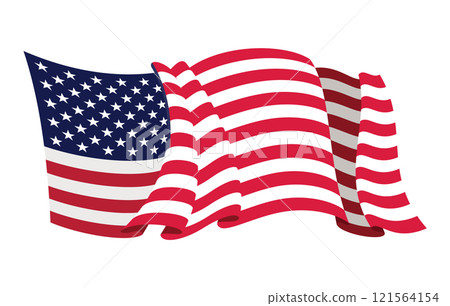 USA waving flag. American national symbol isolated on white background. Banner design element USA waving flag. American national symbol isolated on white background. Banner design element 121564154