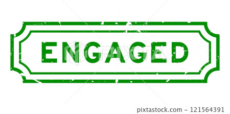 Grunge green engaged word rubber seal stamp on white background 121564391