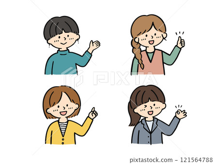 Young women pose set of 4 121564788