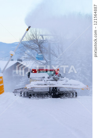 Ski resort Bansko, Bulgaria, ratrack, lift cabins 121564887