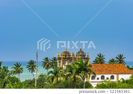 Towers of the old baroque church 121565361